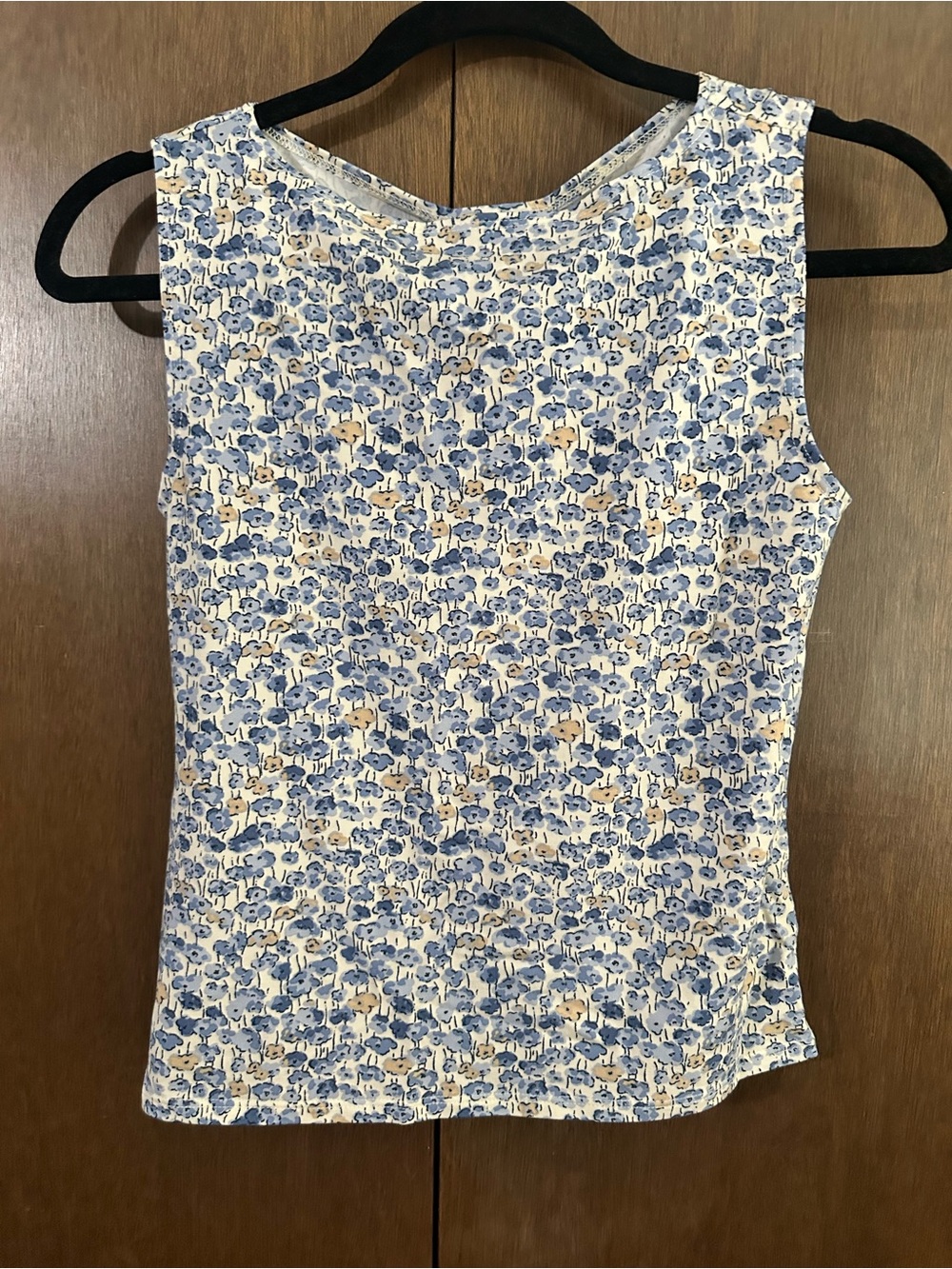 Reformation Dusk Knit Top Dara Blue and Cream Floral Cropped Lightweight Sz S - Picture 4 of 12